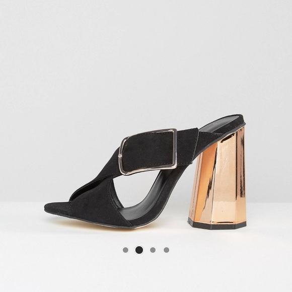 ASOS New Look Black Cross Heeled Mules - Picture 3 of 10